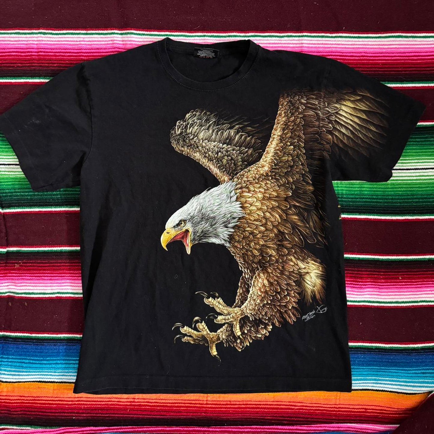 Vintage Rock Chang Eagle Graphic Tee – Black, Bold Front & Back Design