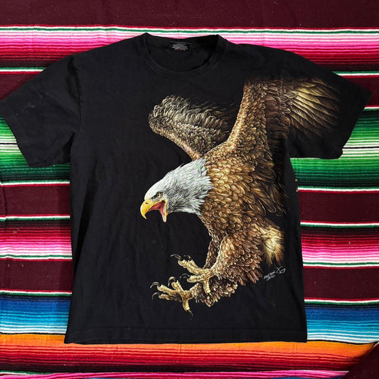 Vintage Rock Chang Eagle Graphic Tee – Black, Bold Front & Back Design