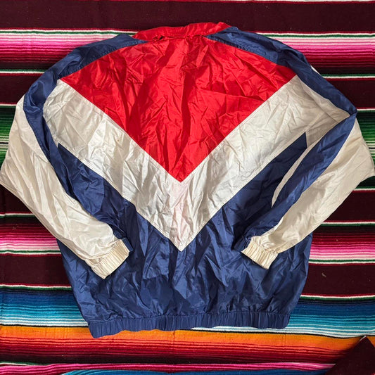 Vintage Puma Windbreaker Jacket – Red, White & Blue with Hidden Hood